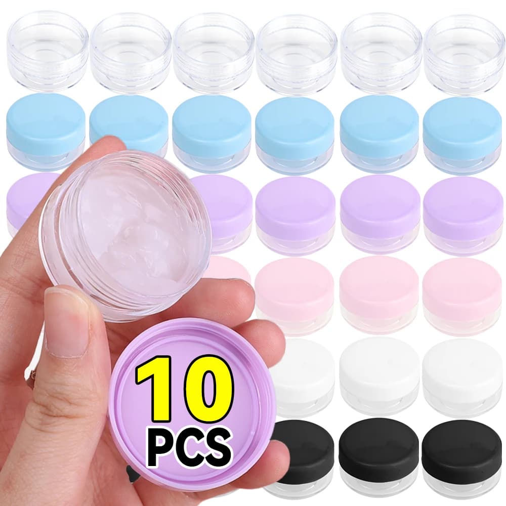 1-10 pcs 10g/20g Empty Cosmetic Makeup Vase Bottles Transparent Sample Shade Lip Balm Container Storage Bottle