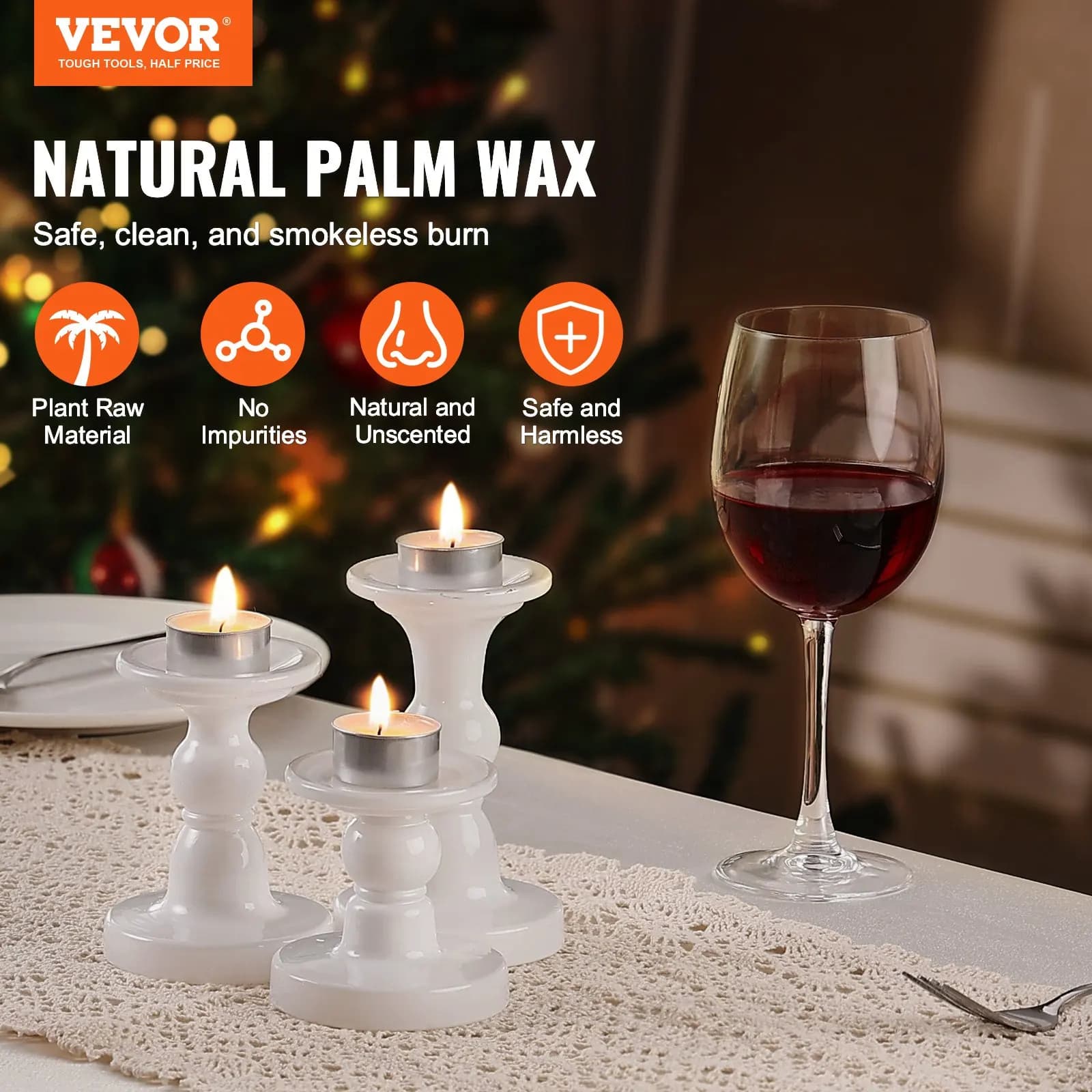 Pack of 200 Candles Tea Light Without Perfume, Duration 6,5 Hours, for Christmas