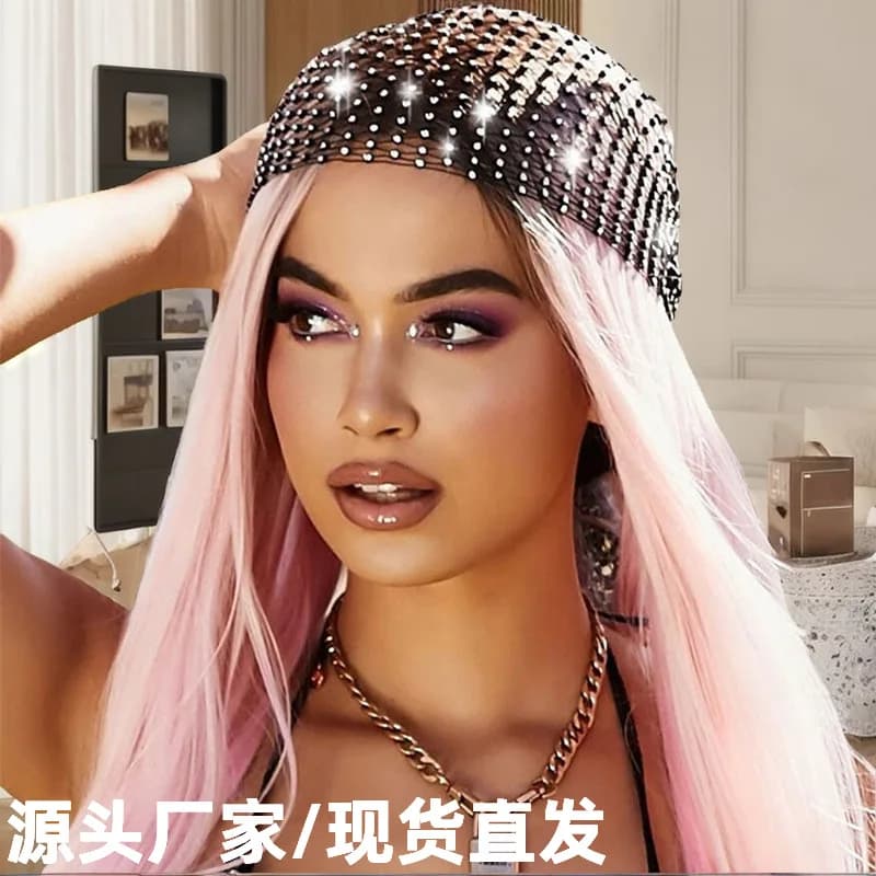 Accessori squisiti per ragazze, cappello a rete da pesca elastico con strass, fascia elastica con diamanti caldi, cappello a rete da pesca personalizzato