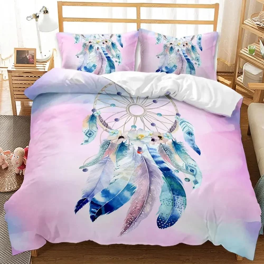 Dream Catcher Feather Bohemian Mandala Bedding Set Single Twin Double Queen King Cal King Size Bed Linen Set