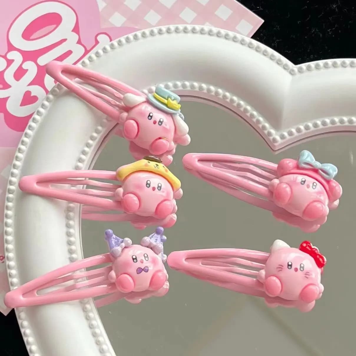 1-10 Pezzi Fermaglio per Capelli Kirby Carino, Dolce e Adorabile, Fermaglio Laterale per Ragazza, Fermaglio a Becco d'Anatra per Studentesse