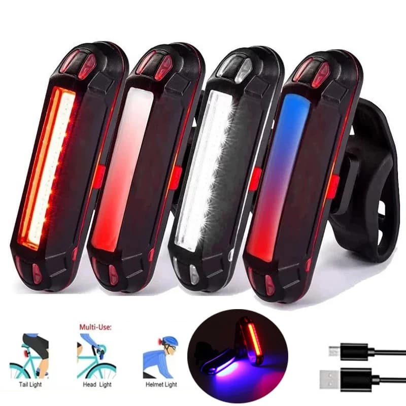 Rear light for bike Rear light blue red LED light rechargeable via USB suitable for any bicycle/casco Easy to install for bicycle safety