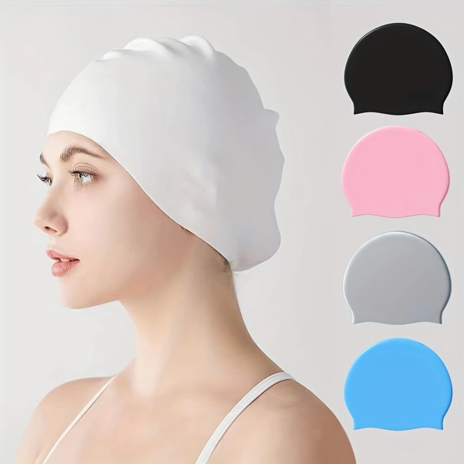 1 piece premium unisex silicone swim cap, waterproof, non-slip, super diving elastic, daily use, secure fit
