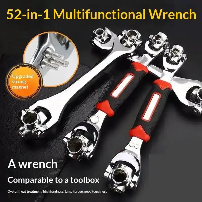 Set di 52 Utensili Manuali Multifunzione - Chiave a Bussola Universale con Cricchetto Girevole a 360° ° Rotazione