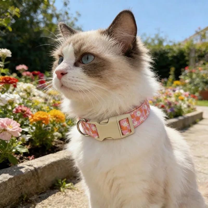 Cute Floral Daisy Cat Collar Adjustable Anti-escape Pet Harness Kitten Necklace for Ragdoll British Shorthair Cats Dogs Puppy