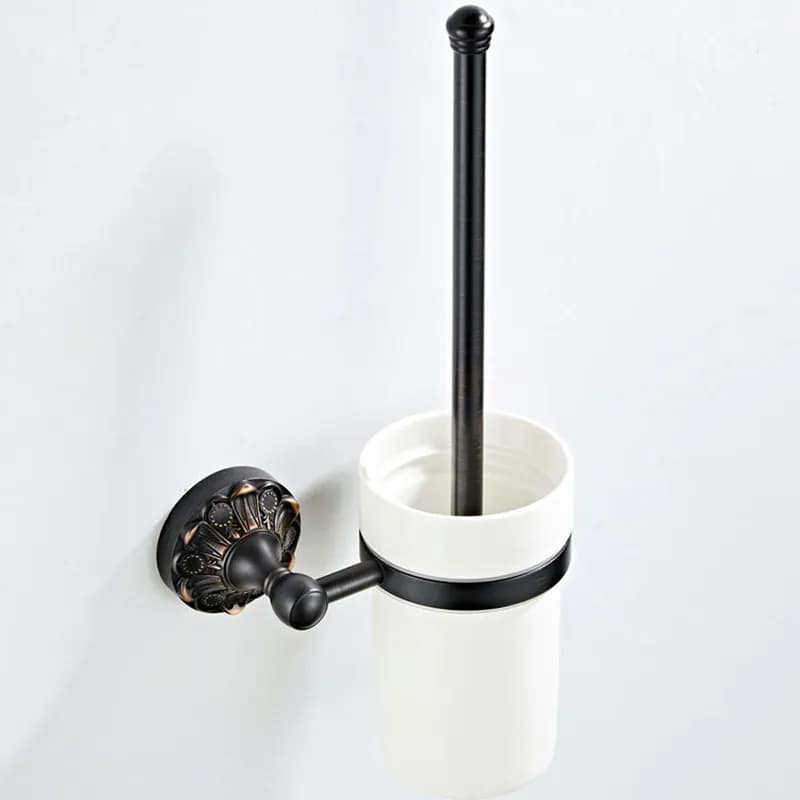 Nuovo set di spazzole per WC in rame nero con supporto e accessori vintage per la pulizia del bagno