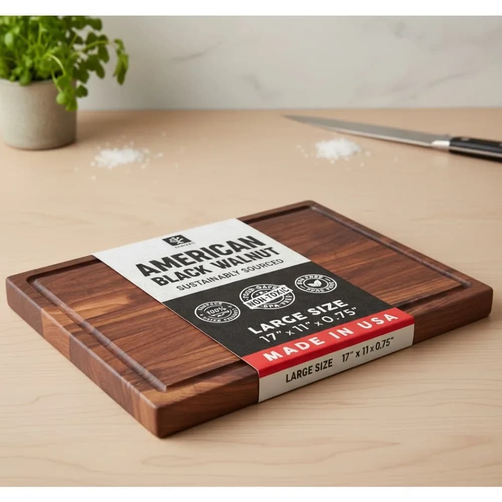 Tagliere in legno di noce premium - Tagliere reversibile con scanalature per succhi, vassoio da portata per salumi per cucina