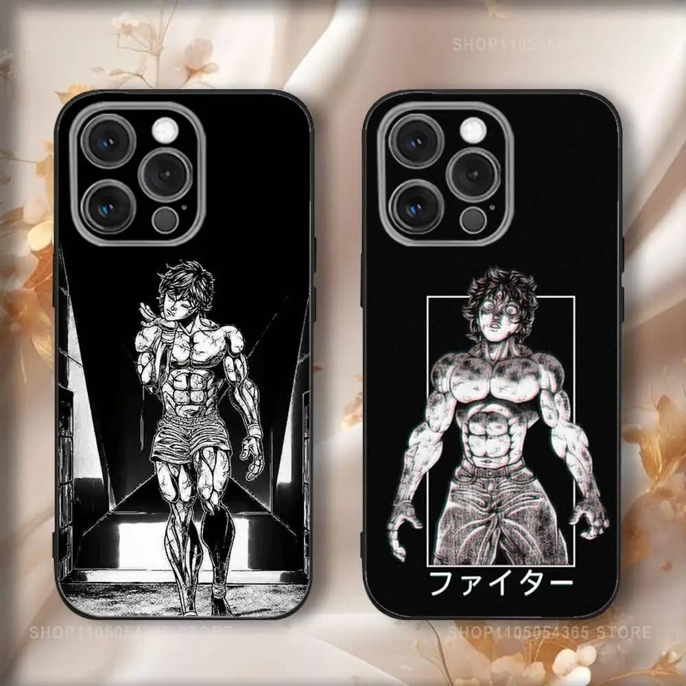 Custodia per telefono Anime B-Baki Hanmas per iPhone 17,16,15,14,13,12,11,Pro,Max,Plus,Air,X,XS,XR,SE,8,7,Mini,Soft Black Funda