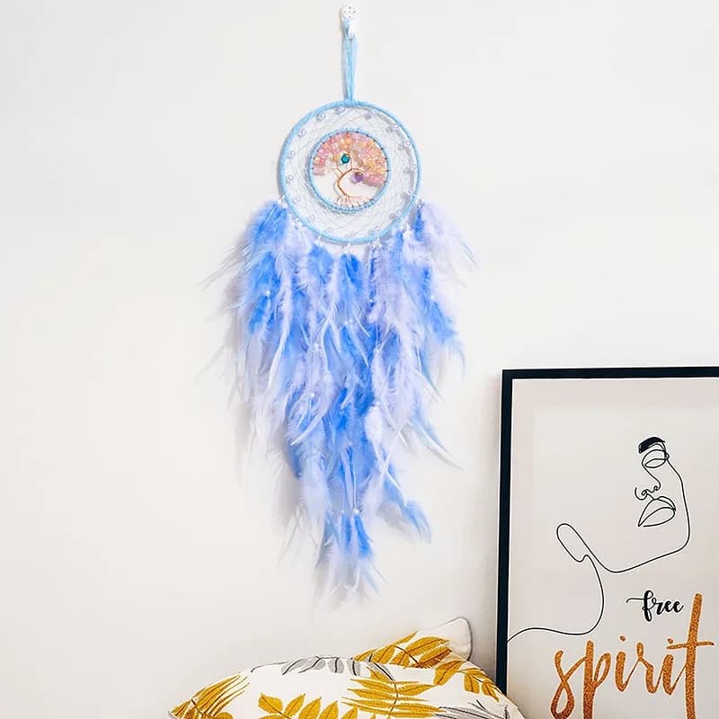 Crystal Tree of Lift Feathers Dream Catcher Large Window Hangings Home Decoration Handmade Ornaments For Girls Birthday Gifts