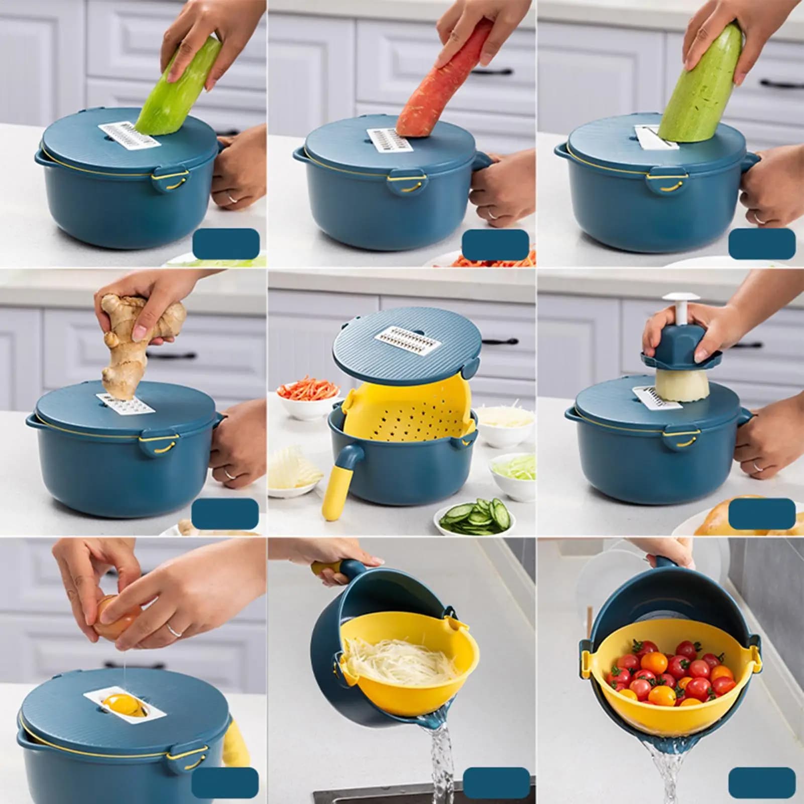 Affettaverdure con Contenitore, Tritatutto da Cucina per Cucinare a Casa, Preparazione Pasti, Preparazione Insalate, Campeggio, Picnic, Feste
