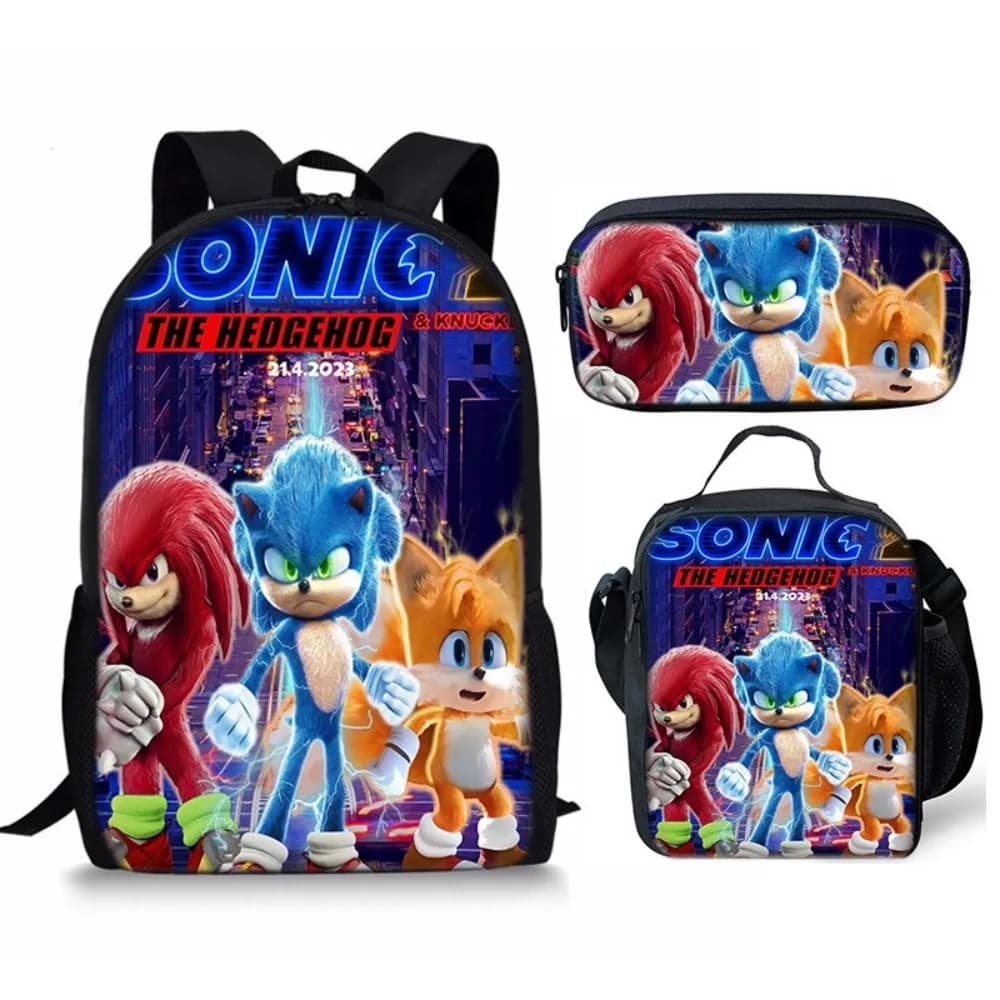 Set Scolastico Cartoon: Zaino, Porta Pranzo e Astuccio. Design coordinato con riccio blu, regalo perfetto per tutti i giorni per gli studenti