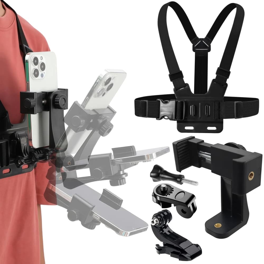 Universal support for phone chest strap with action camera Adjustable harness bracket for free hand recording for Gopro DJI Insta360 SJCAM