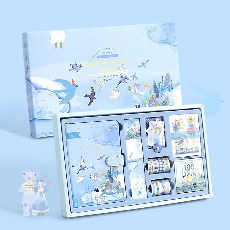 Enchanted Fairy Tale Thick Notebook Gift Set Scrapbook Diary Kit with Stickers, Note & Decorative Accessories