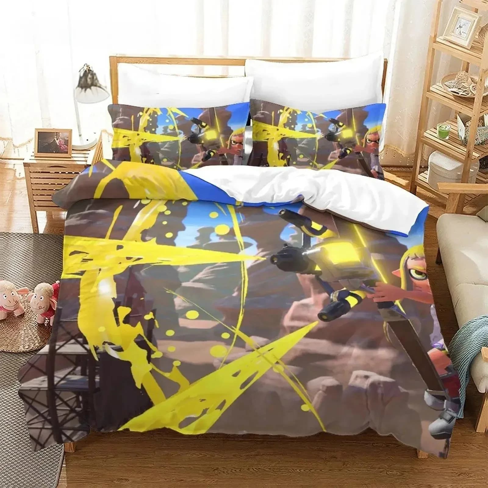 Splatoon 3 Set biancheria da letto Singolo Twin Completo Queen King Size Set copripiumino per camera da letto per bambini per adulti Set lenzuola Anime con stampa 3D