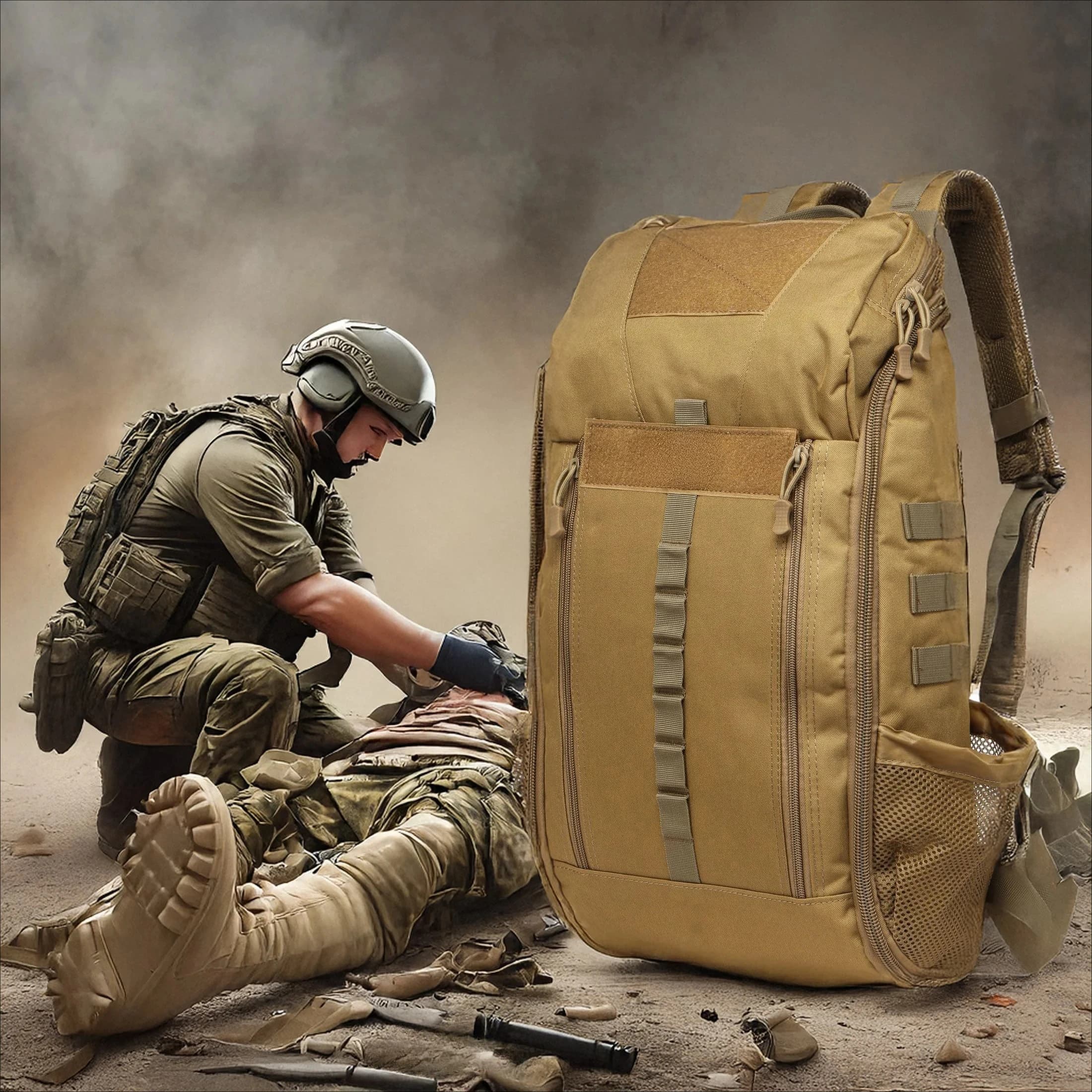 40L Waterproof Tactical Medical Backpack, Multi-functional First Aid Kit, Hiking, Hunting, Fishing, Camping, Outdoor Sports
