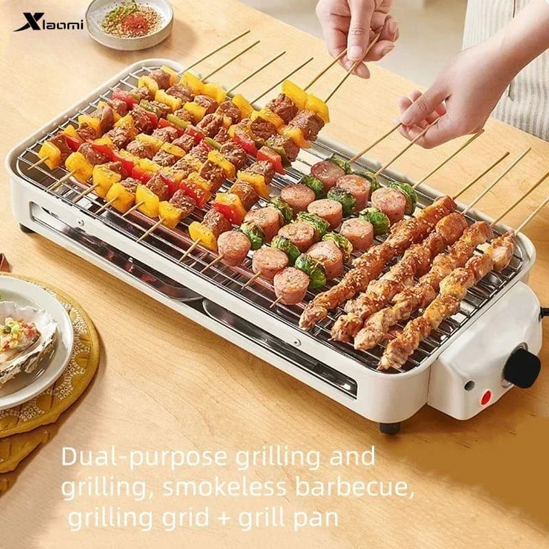 Griglia per barbecue elettrica Griglia antiaderente per uso domestico coreano Macchina per barbecue senza fumo Griglia elettrica per barbecue con piastra in ferro per interni