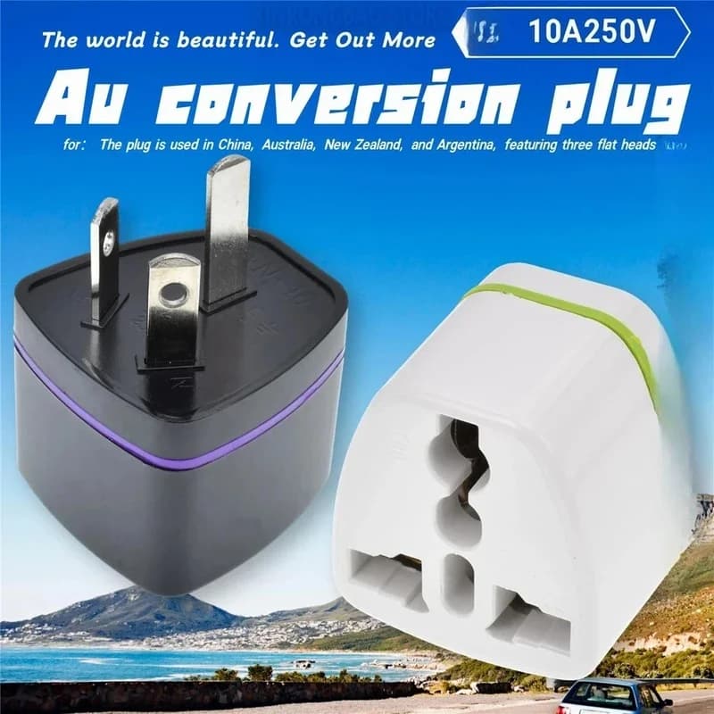 Copper Pin Universal EU US UK To AU Type I Travel Plug Adapter, 250V Power Converter For Australia New Zealand Argentina China