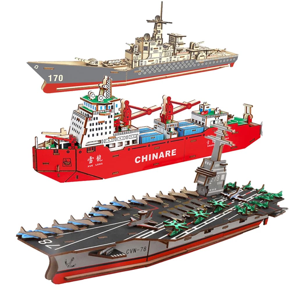 Puzzle in legno 3D Corazzata Guidata Misslle Destroyer Puzzle fai da te Kit di costruzione di modelli di giocattoli Regali di Natale per bambini Bambini