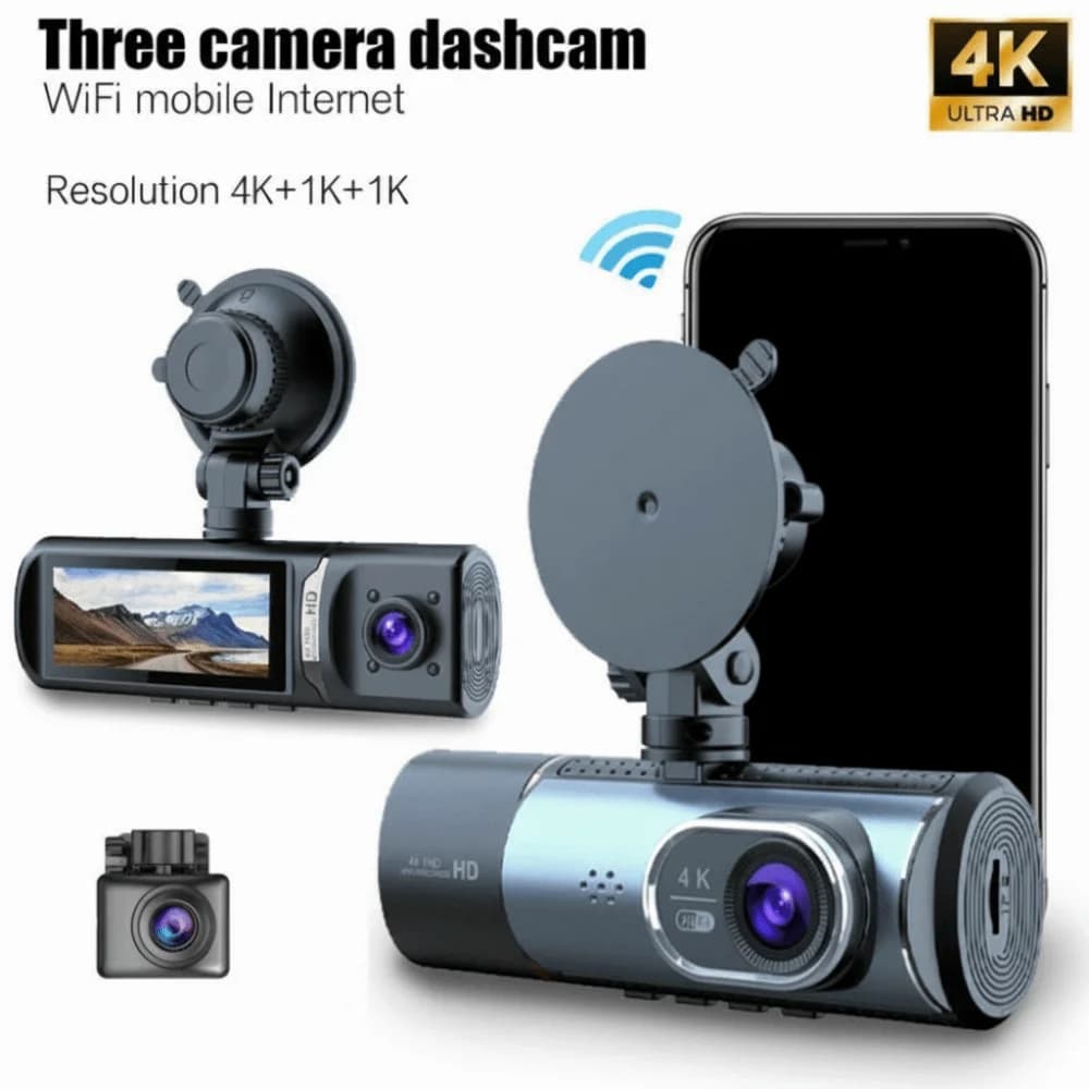 Dash Cam 4K Ultra HD with Night Vision Starlight, Video Recording in Loop, Double Channel, WDR with Dynamic Adjustment