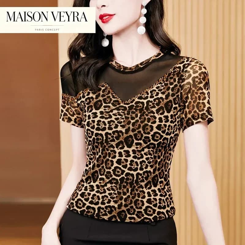 Party Dress Leopard Lace Latin Women's Dance Suit Top Latin Sexy Ballroom Samba Tango Flamengo Dancing Practice T-shirt Costume