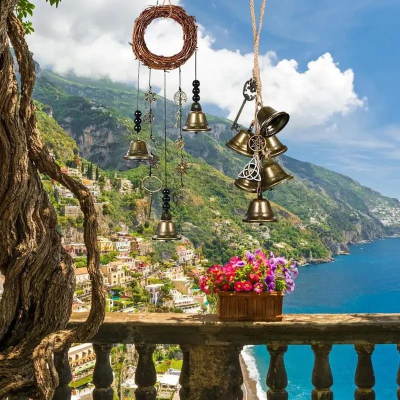 Protezione delle campane della strega per il gancio della manopola della porta campanelli eolici cose da prurito Clear energia negativa stregoneria Wicca forniture decorazioni per la casa
