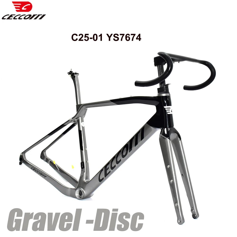 Telaio per Bicicletta Gravel con Manubrio e Freno a Disco, Telaio per Bici da Strada, Compatibile con Ruote 700C * 50C