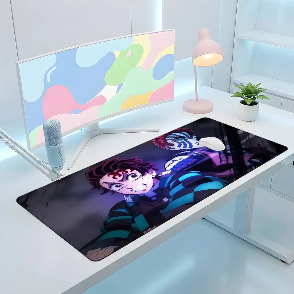 Tappetino per mouse Demon Slayer, tappetino per tastiera da gioco, protezione per scrivania anime, accessori per PC portatile, tappetino per mouse da gamer