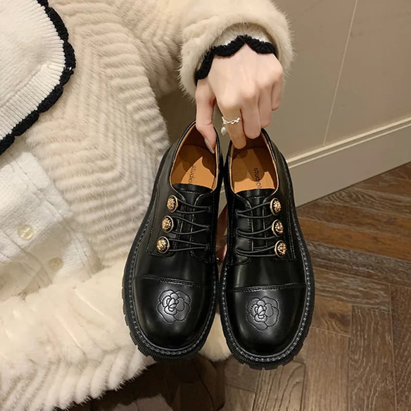 Mocassini Vintage da Donna con Plateau, Stile Britannico, Scarpe Oxford con Suola Spessa, Slip-on Eleganti da Donna, Zapatillas Mujer