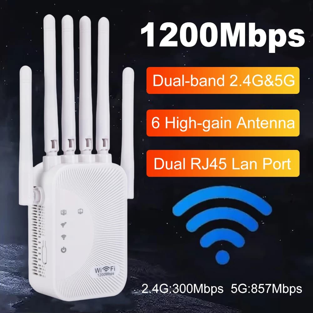 Amplificatore Wifi 1200/300Mbps Dual band 2.4G 5G Ripetitore Espansore di rete Gamma Extender Ripetitore di segnale WiFi Router Wi-Fi wireless