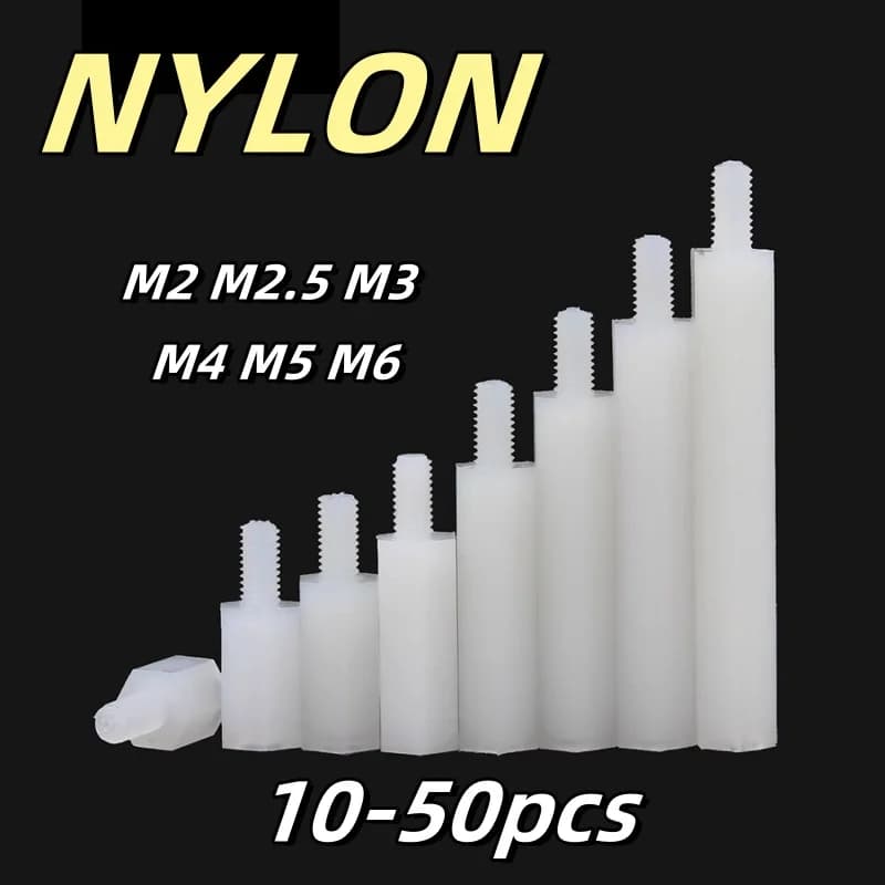 10-50 pz M2 M2.5 M3 M4 M5 M6White Nylon Standoff Colonna Esagonale Supporto PCB Pilastro Scheda Madre Standoff Stud Viti di Spaziatura In Plastica