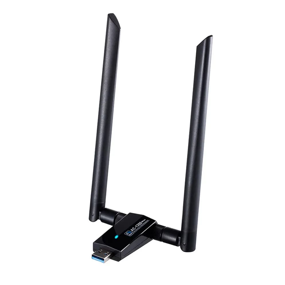 Adattatore WiFi USB wireless 1200Mbps Dual Band 2.4GHz/300Mbps 5GHz/867Mbps Antenna doppia 5dBi ad alto guadagno Rete WiFi USB 3.0