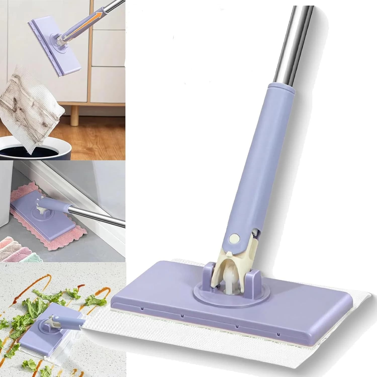 Hand-free cleaning Mop for floors/windows 360 ° Mini rotary mop for wet wipes, home and kitchen cleaning tool
