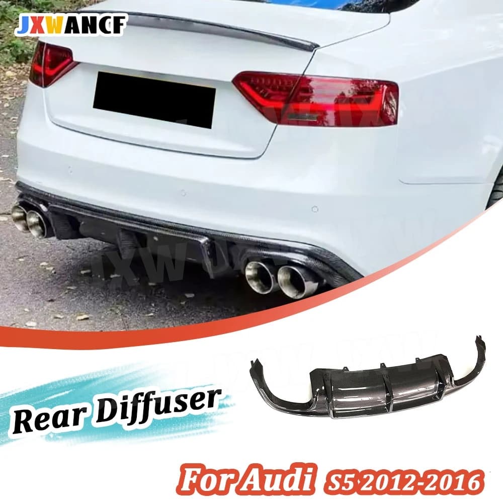 JXWANCF Carbon Fiber for Audi A5 Sline S5 B8.5 Sedan 2012-2017 Rear Lip Diffuser FRP Rear Bumper Lip Diffuser Spoiler