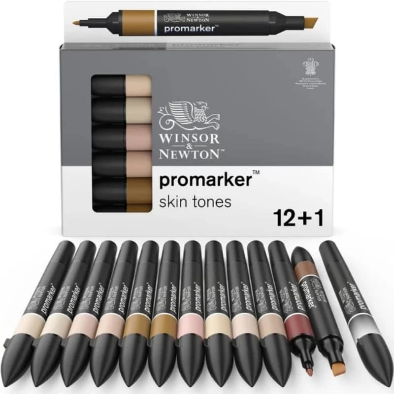 Set di Pennarelli Professionali Winsor & Newton per Fumetti, 6/12/24 Colori, Marcatori Artistici a Doppia Punta a Base Alcolica per Illustrazione e Schizzi