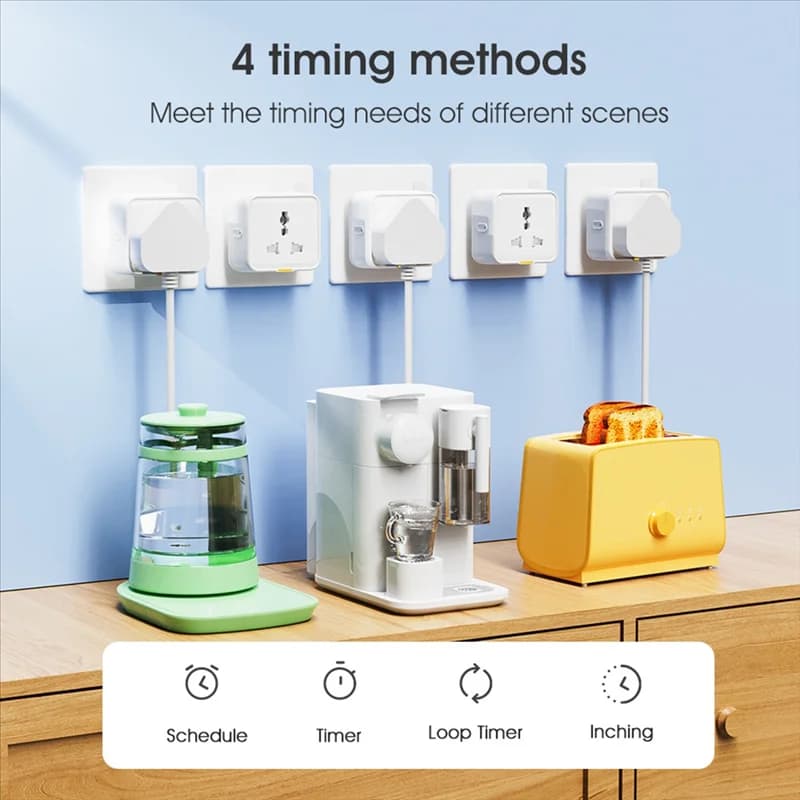 GROCE-Ewelink Wifi Smart Socket Universal Plug APP Controls Voice Timing 2.4G Wireless Plug Switch