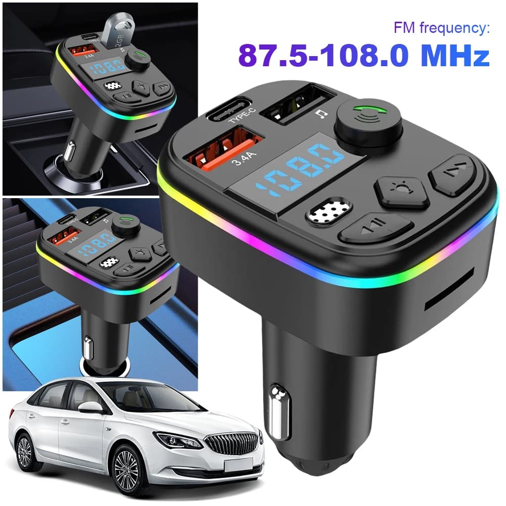 Digital Display MP3 Player for Car Transmitter FM Bluetooth 5.3 speaker Adapter for Car Lighters FM Transmitter for USB Car C
