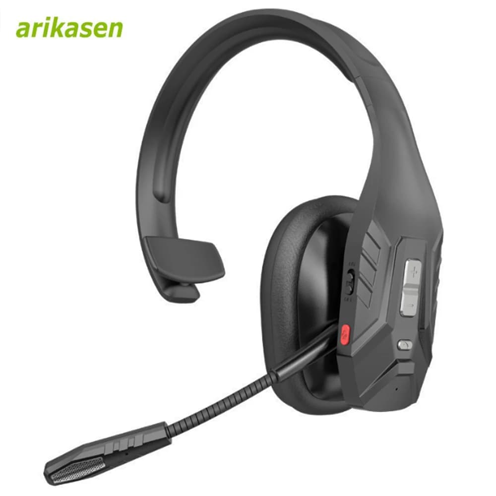 Auricolare Bluetooth per camionista con cancellazione del rumore a tre microfoni, pulsante di disattivazione, auricolare wireless con batteria da 65 ore per conducenti di camion, uso in ufficio