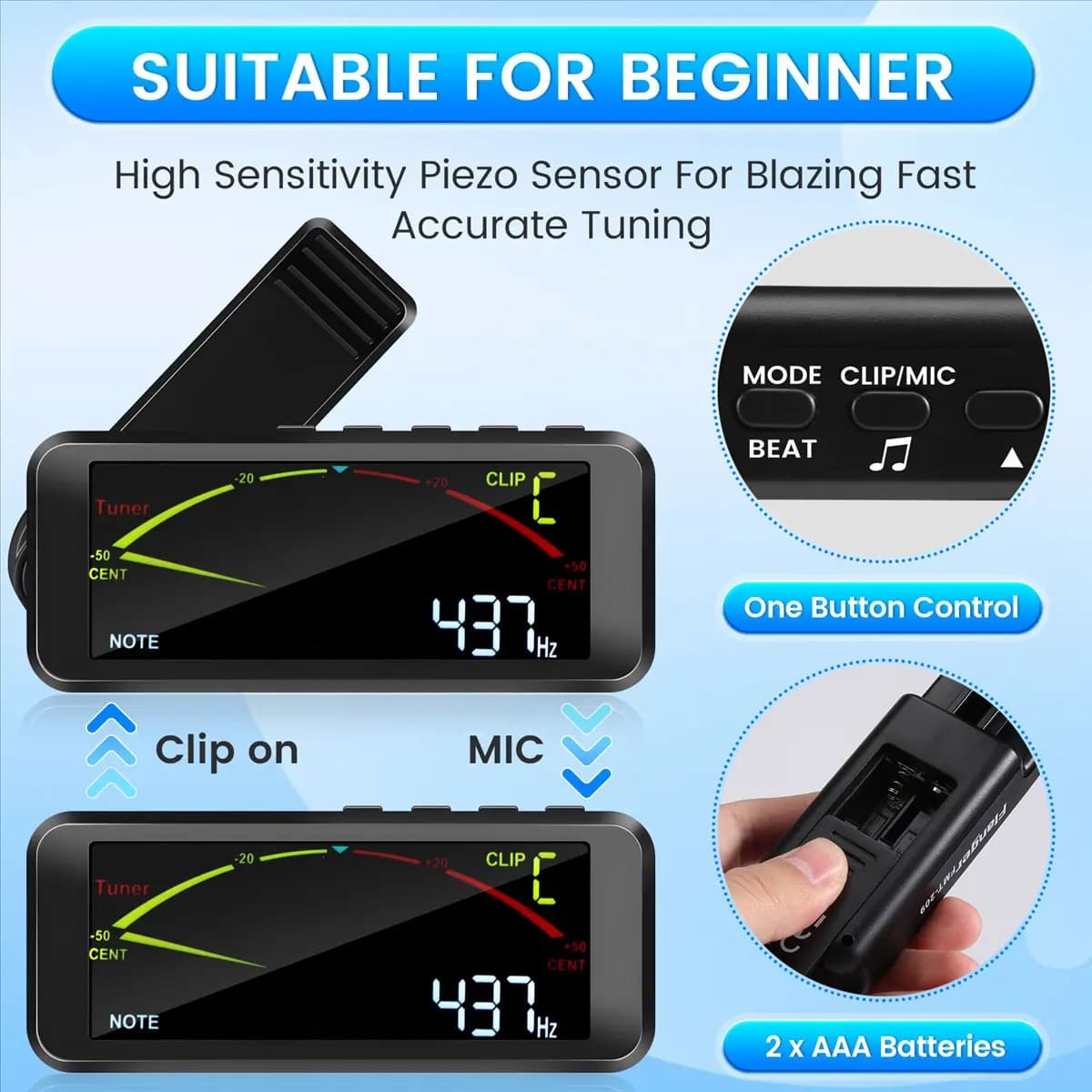 【CYBER MONDAY】 Guitar Tuner Large LCD Screen Metronome Generator with Clip for Chromatic Guitar Ukulele Violin