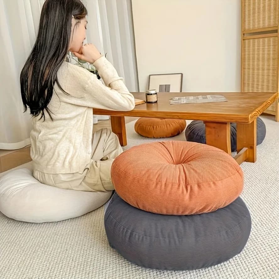 Bohemian-Style Meditation Yoga Pillow - Thick Round Cushion in 4 Colors, Soft Fully-Filled Design, Home Decor Reading Companion