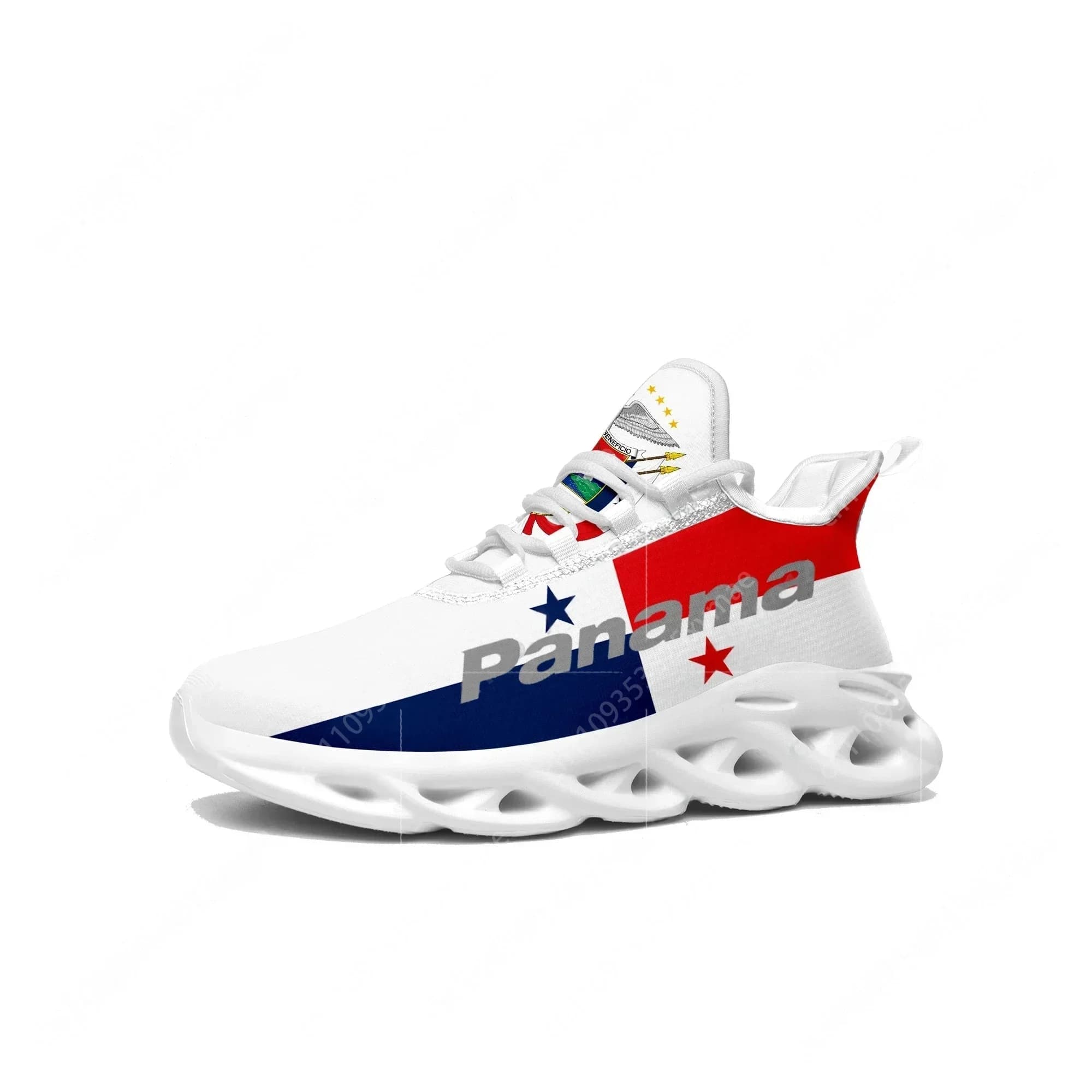 Sneakers con Bandiera di Panama, Scarpe Sportive Unisex Aaron, Sneaker da Corsa con Lacci in Rete, Calzature Personalizzate Panama, Bianche