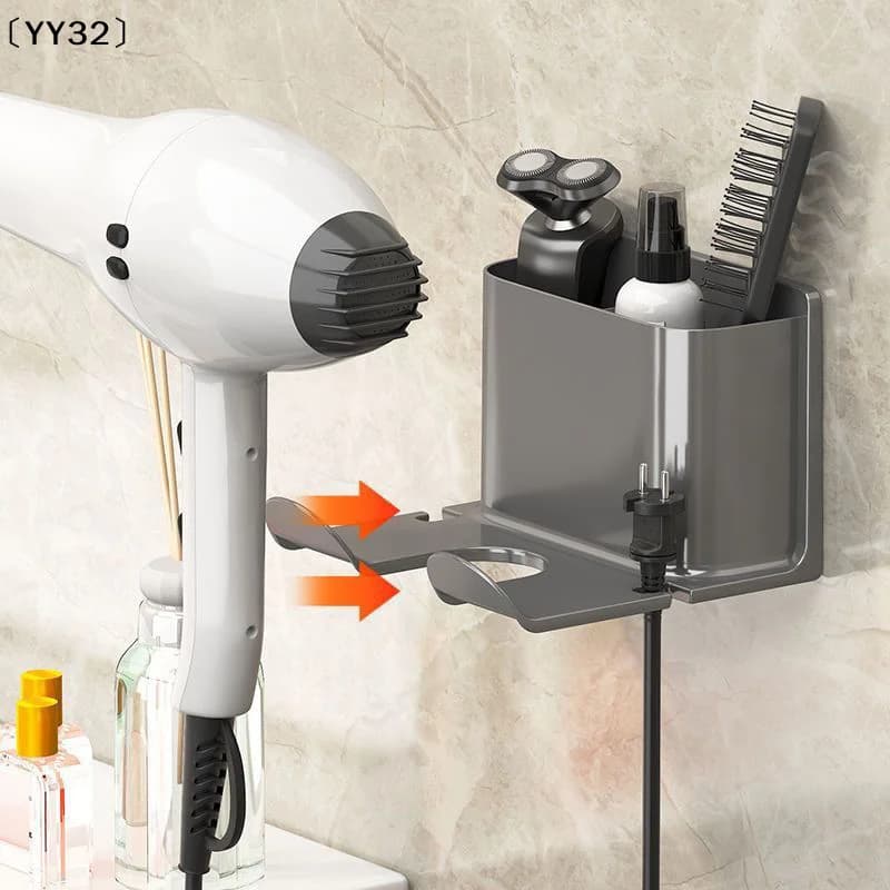 Hair Dryer Holder Wall Dryer Cradle Straightener Stand Hairdryer Organizer Box Toilet Blower Holder Shelf Bathroom Access〔YY32〕
