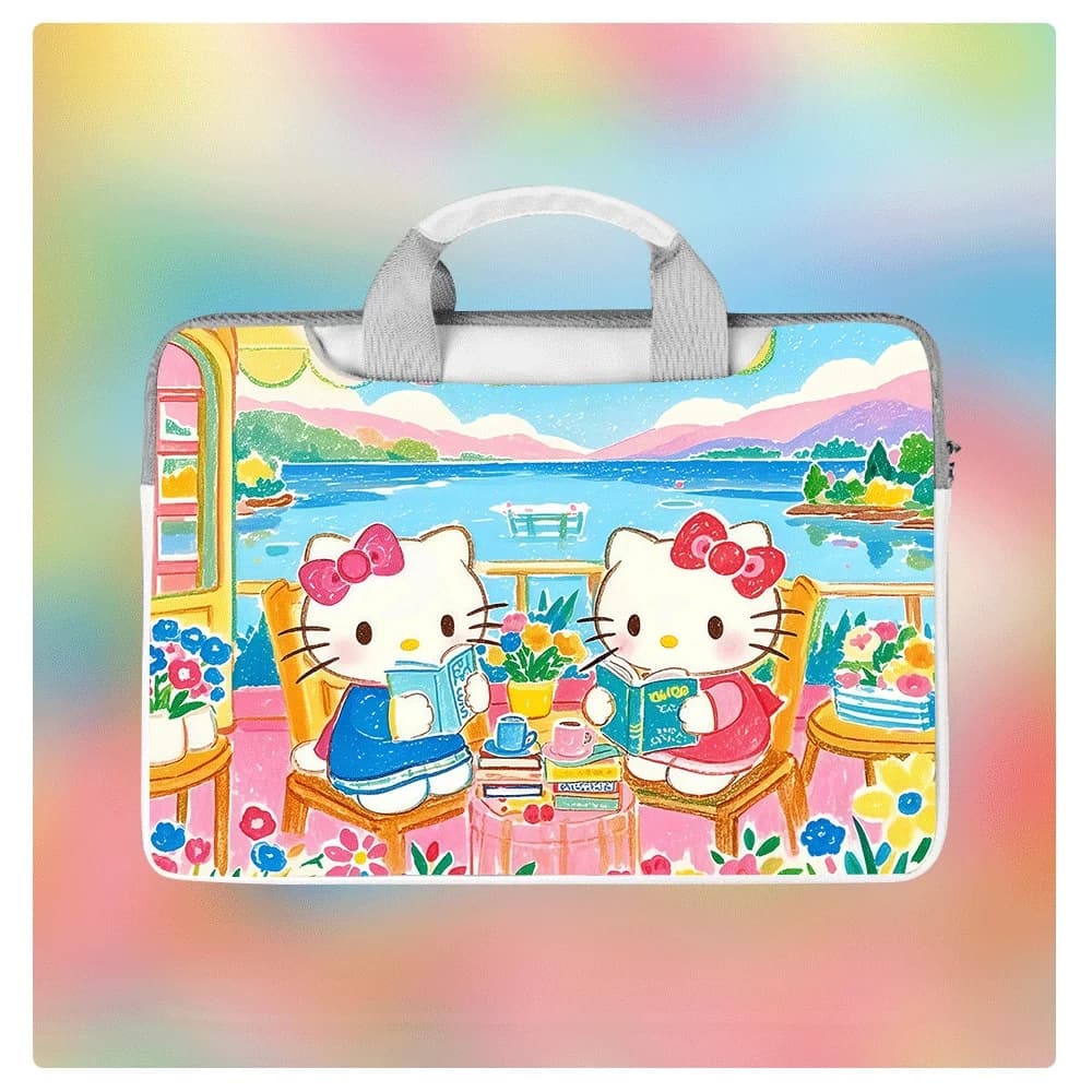 Borsa per laptop Cartoon Hello Kitty da 13 14 15 16 pollici, custodia impermeabile antiurto per notebook, per studenti, scuola, ufficio, uso quotidiano