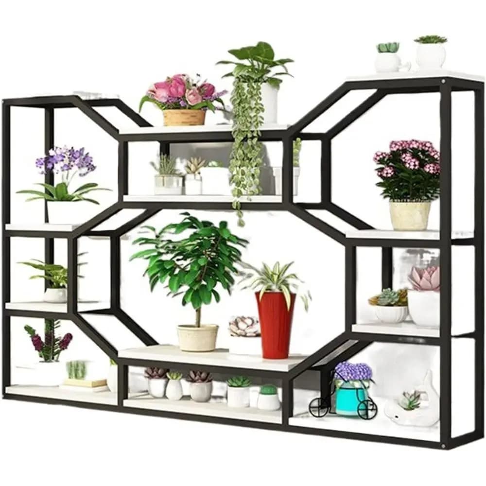 Support for metal plants for indoor and outdoor use, 80x24x130 cm, multi-level vases to store the garden with balcony