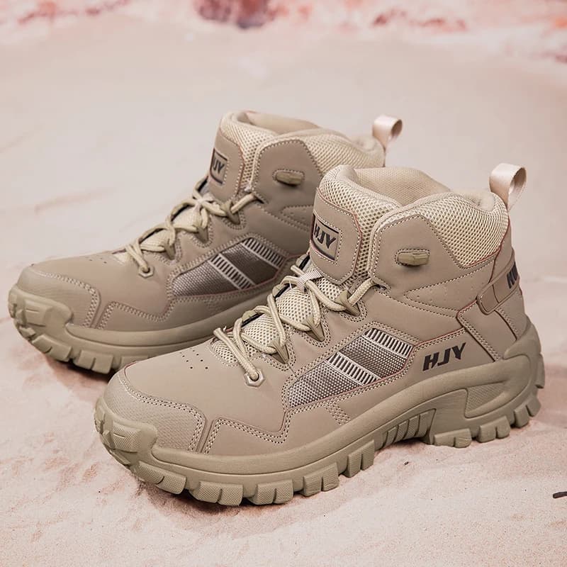 Men's Genuine Leather Hiking Boots – Waterproof Outdoor Trekking Shoes with Anti-Slip Rubber Sole