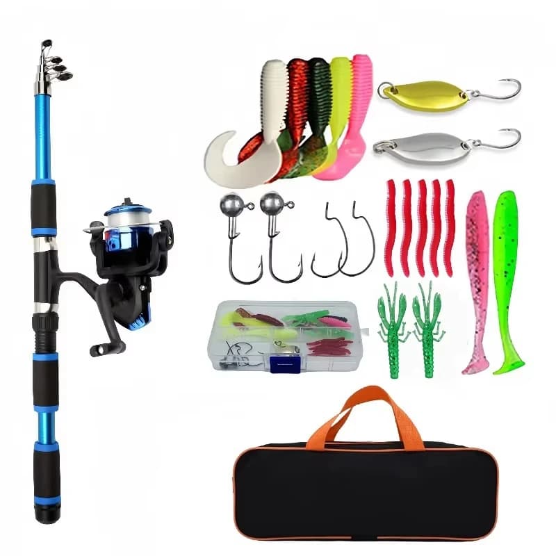 Complete set of fishing rods, fishing gear set, fishing rod for beginners, fishing gear and bait 21 pieces available in two styles