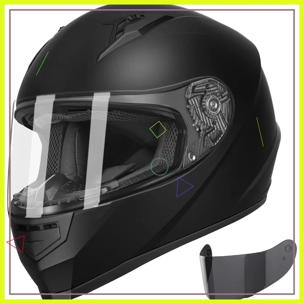 Casco Integrale Compatto per Moto - Nero Opaco, Taglia Grande con Visiera Oscurata, Approvato DOT