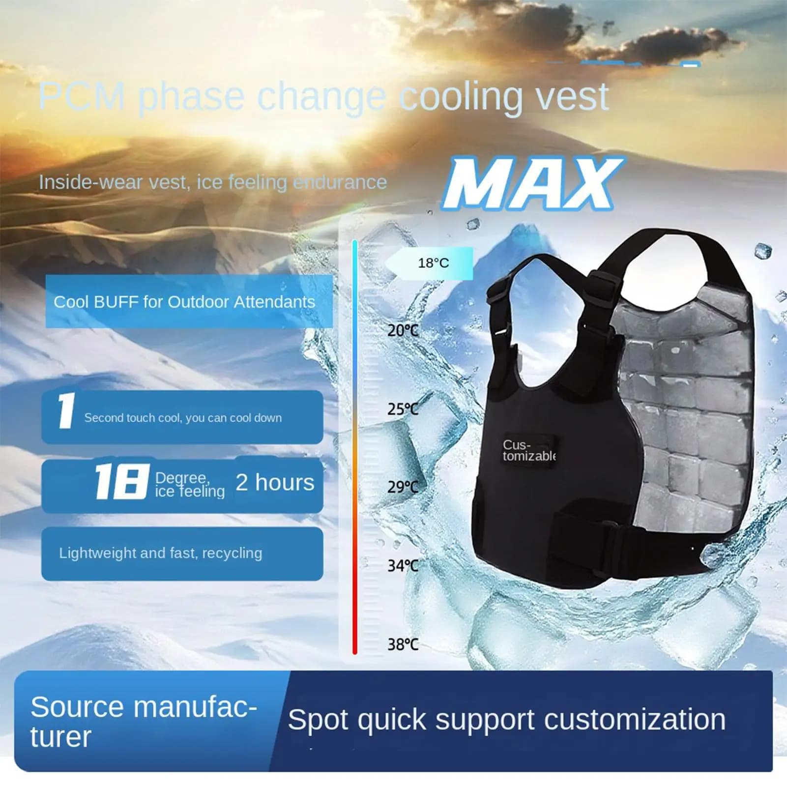 Cooling Vest Sleeveless Apparel Cooling Jacket For Outdoor Construction Work Hiking Running Walking Camping Sports