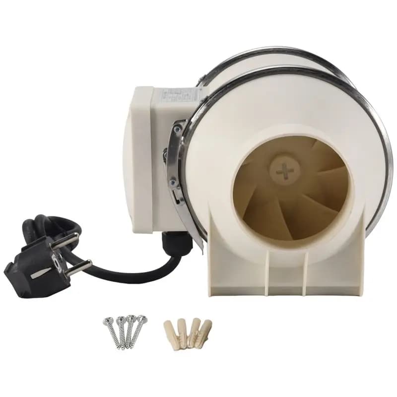 AS63-35W Bathroom Pipe Conduit Fan Vent Room Exhaust Inline Fan Kitchen Air Diffuser Duct Fan Grow Tent Blower Fan EU Plug