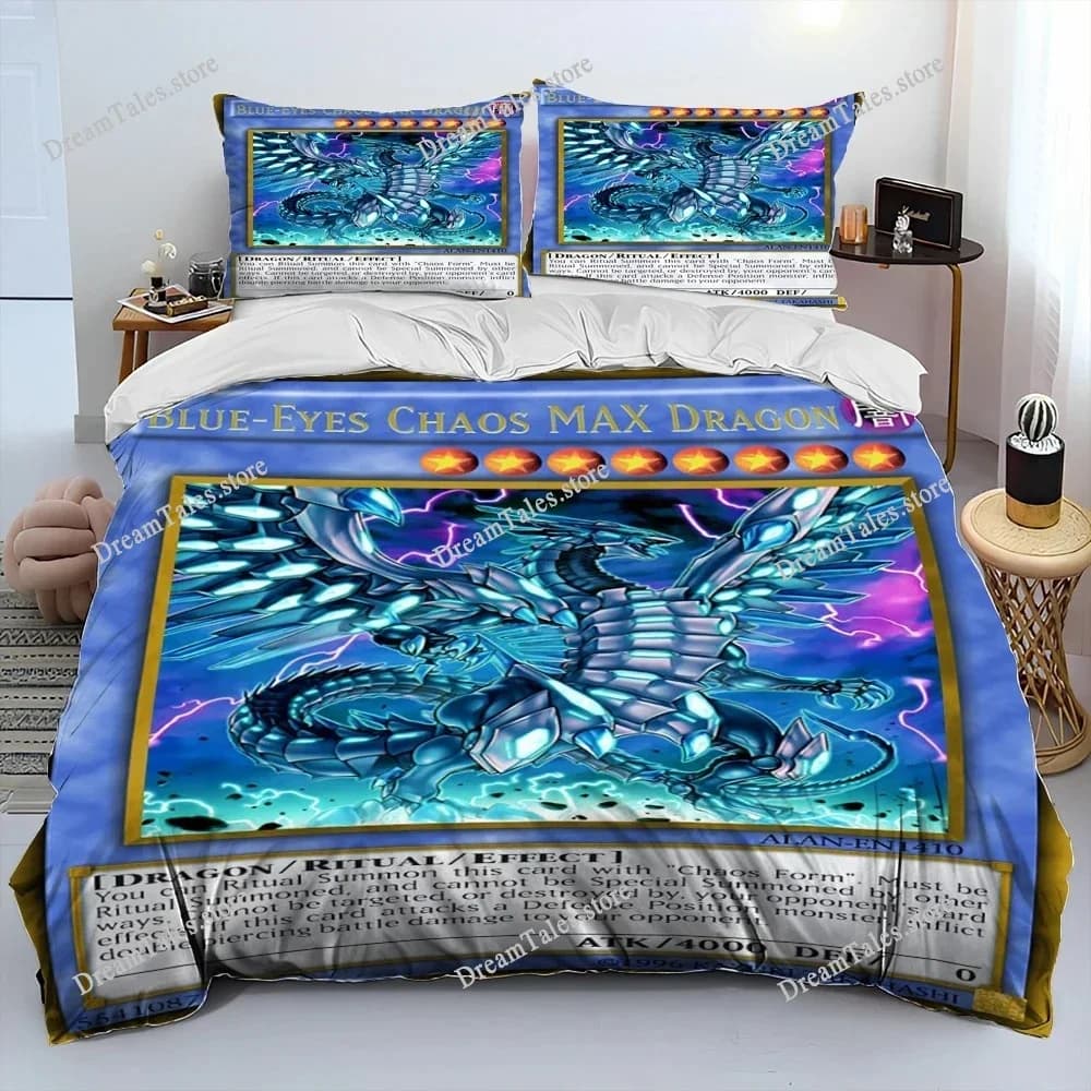 Set di Biancheria da Letto in Poliestere con Stampa Cartoni Animati Yu-Gi-Oh MONSTER CARD, Copripiumino e Federe per Ragazzi e Ragazze, Misure King Queen Twin 741