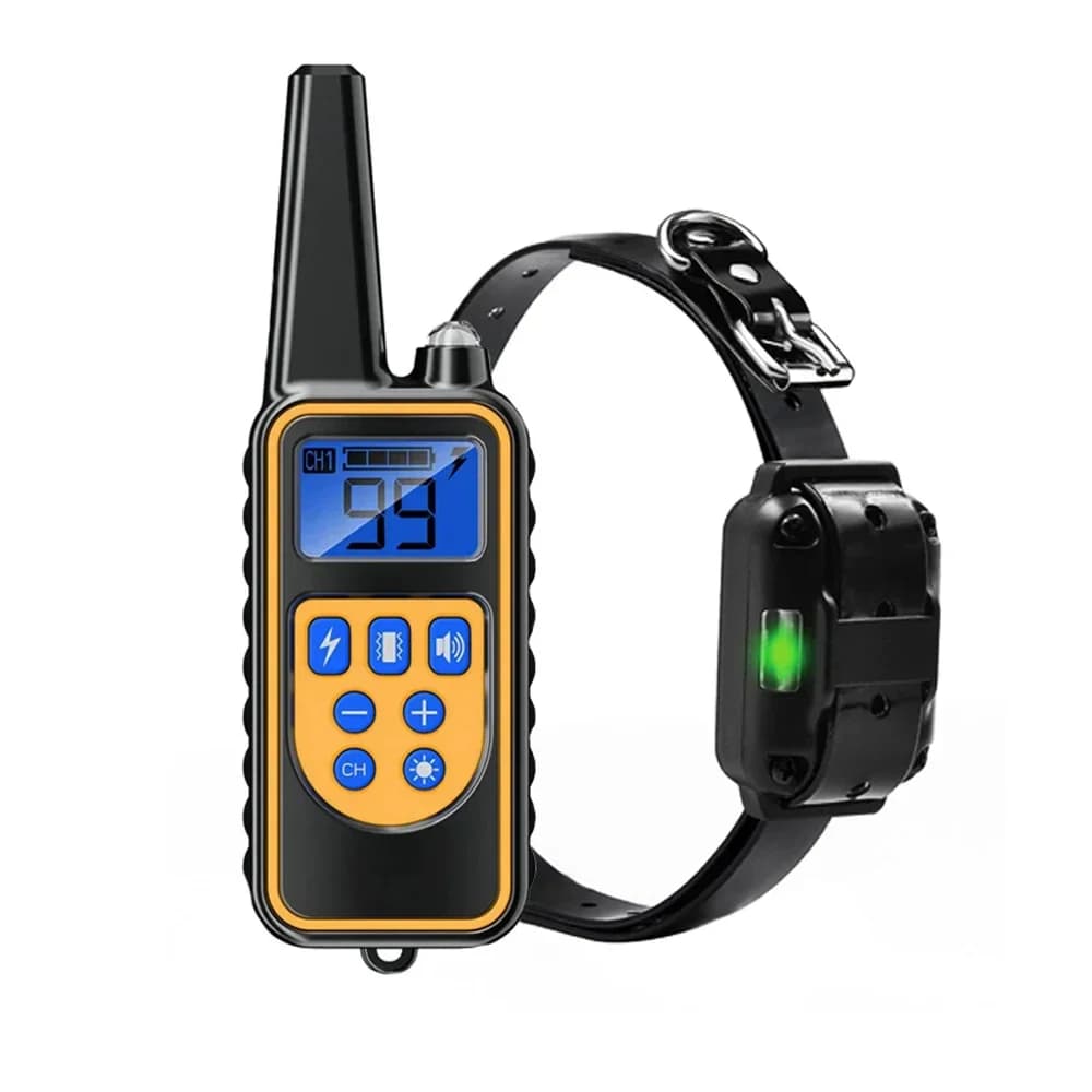 Collare da addestramento per cani PUPOPAN 800m LCD con telecomando, antiabbaio, impermeabile, con segnale acustico/scarica elettrica